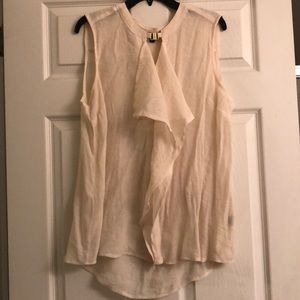 Linen ruffle sleeveless blouse